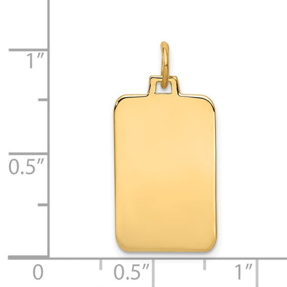 14k Yellow Gold Plain .035 Gauge Engravable Rectangular Disc Charm