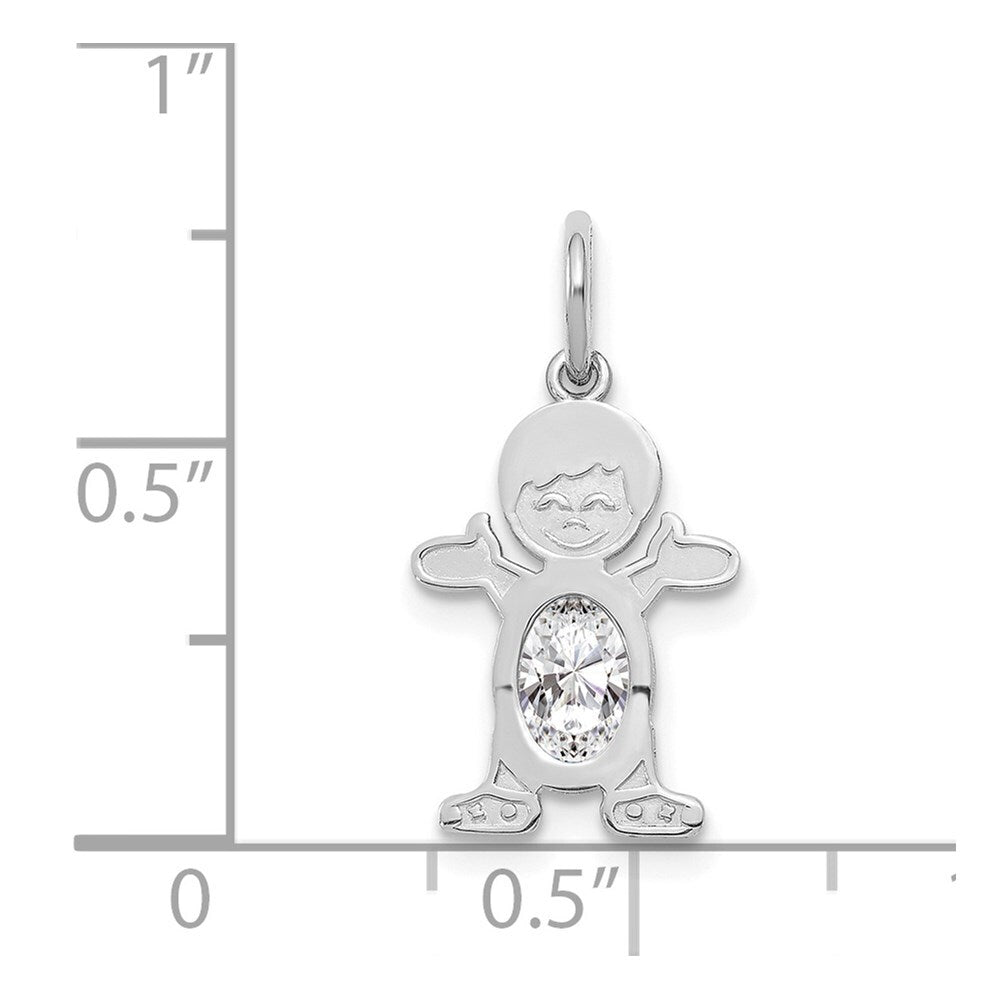 14k White Gold Boy 6x4 Oval Genuine White Topaz-April Pendant for Women
