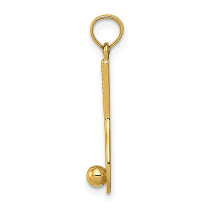 14k Yellow Gold Tennis Racquet and Ball Charm Pendant for Women