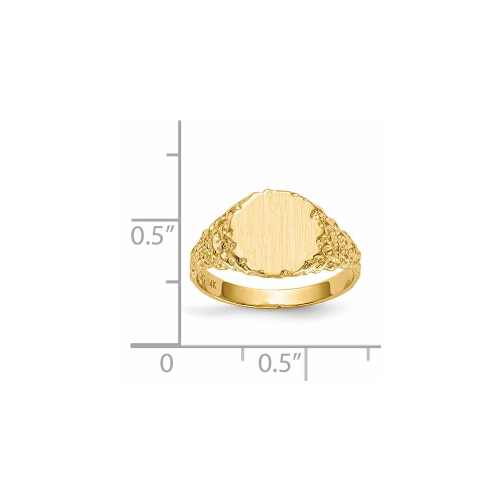14K Yellow Gold 9.5x8.5mm Closed Back Signet Ring