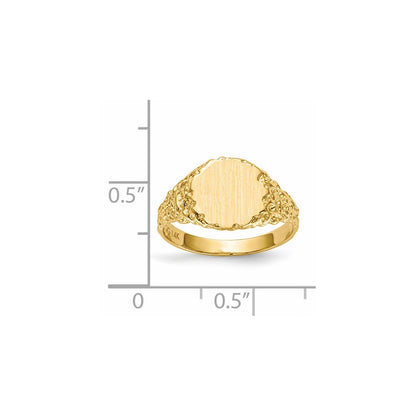 14K Yellow Gold 9.5x8.5mm Closed Back Signet Ring