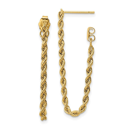 14k Yellow Gold Polished Rope Dangle Earrings