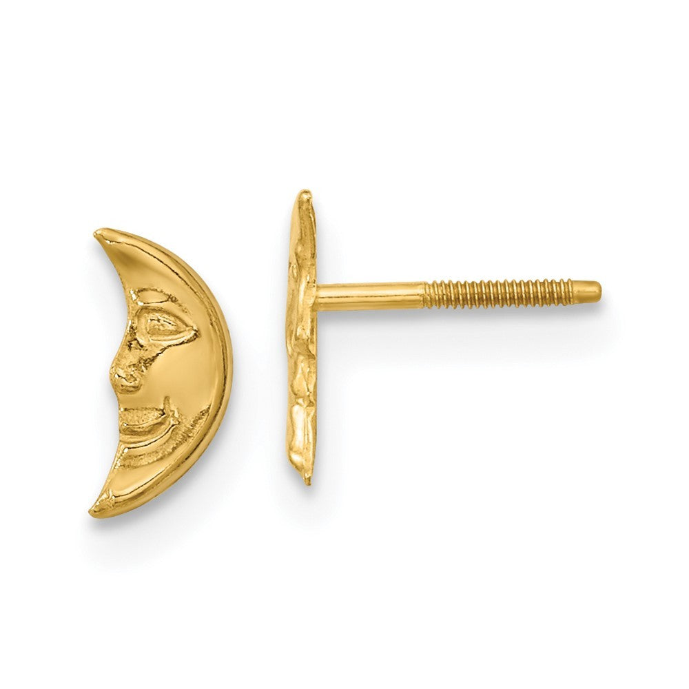 14k Yellow Gold Moon w/ face Earrings