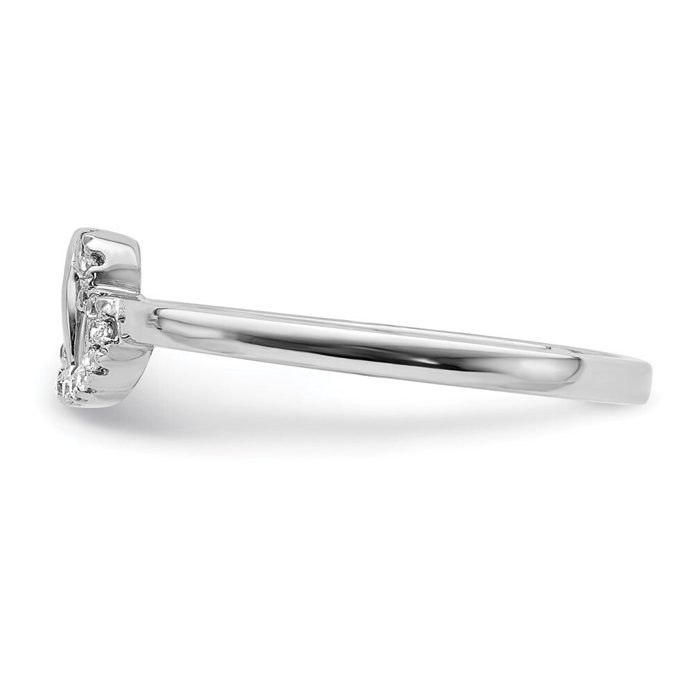 14k White Gold Diamond Double Heart Ring Size 7
