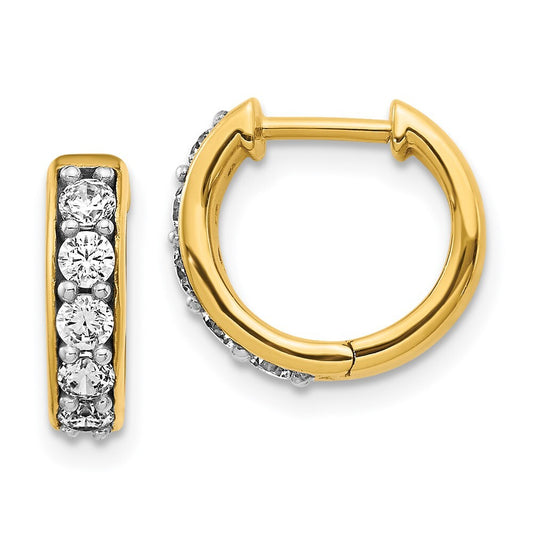 14k Yellow Gold Diamond Hinged Hoop Earrings