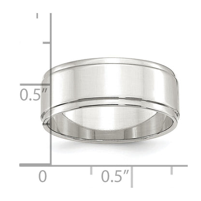 Sterling Silver 8mm Flat with Step Edge Size 13 Band Ring