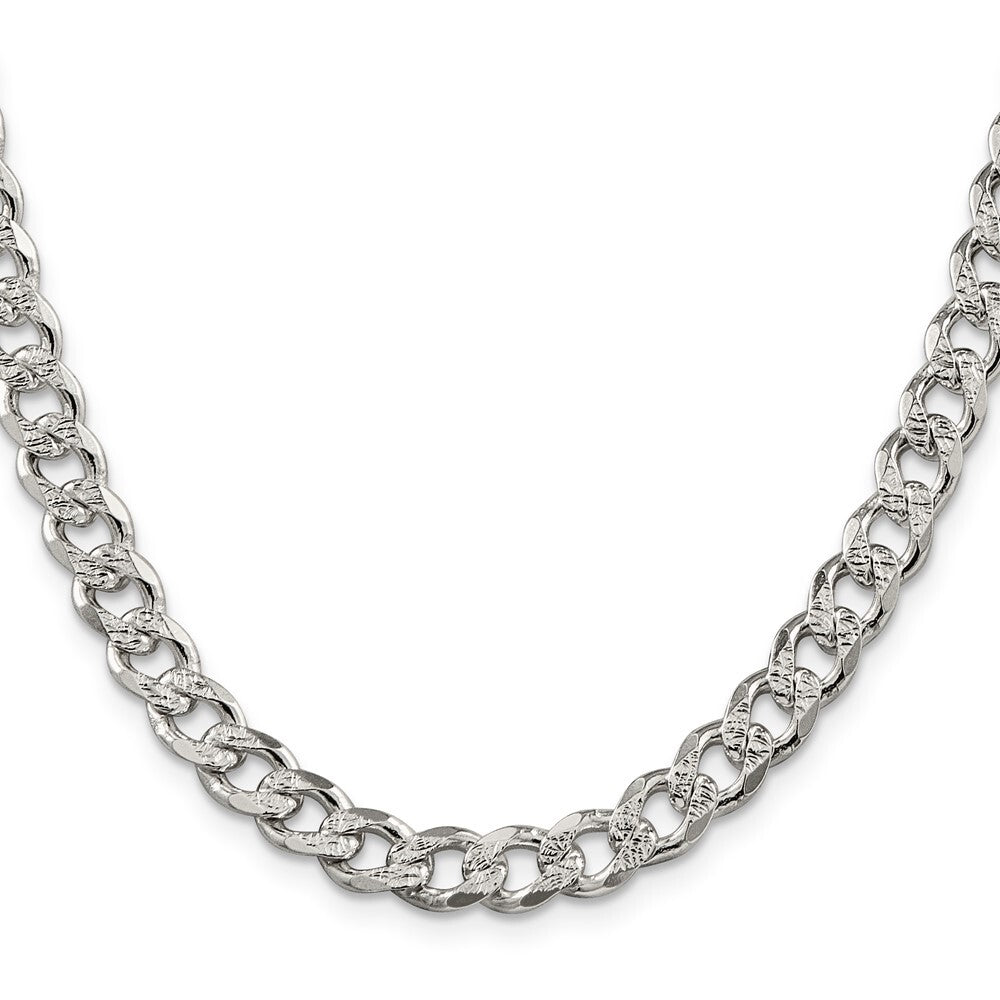 Sterling Silver 7.5mm Pav� Curb Chain