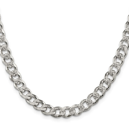 Sterling Silver 7.5mm Pav� Curb Chain