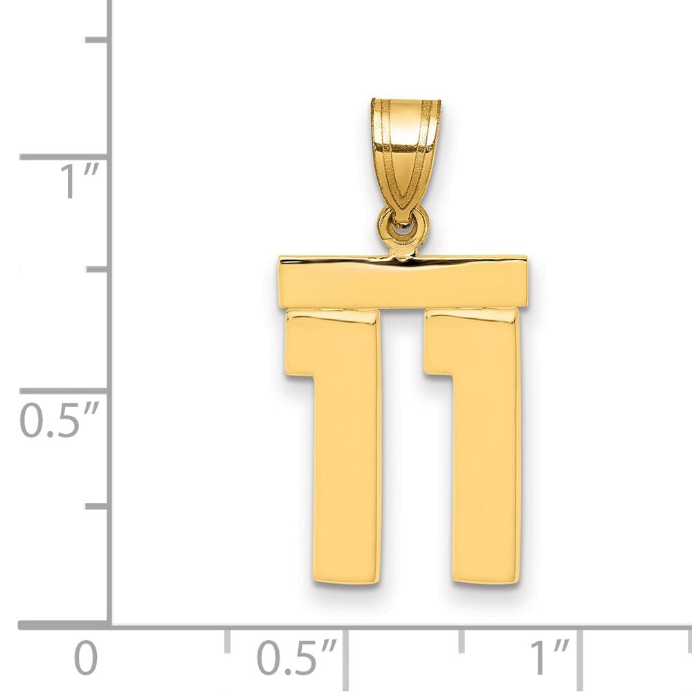 14k Yellow Gold Medium Polished Number 11 Charm Pendant for Women