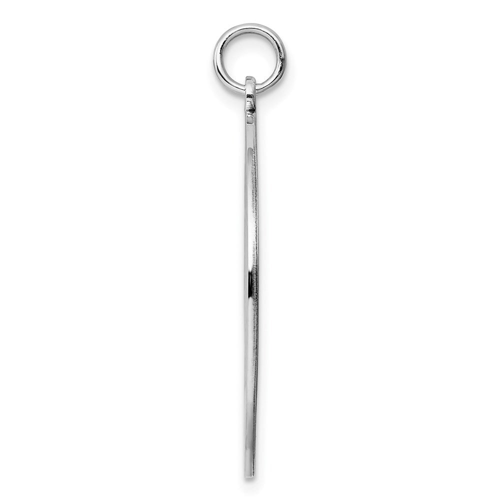 Sterling Silver Rhod-plated Rnd Polish Front Satin Back Disc Charm