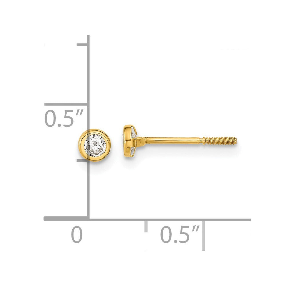 14k Yellow Gold Yellow Gold Polished Cubic Zirconia Bezel Stud Earrings