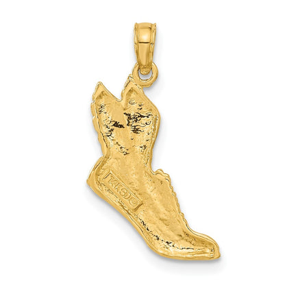 14k Yellow Gold Polished Running Shoe Pendant for Women