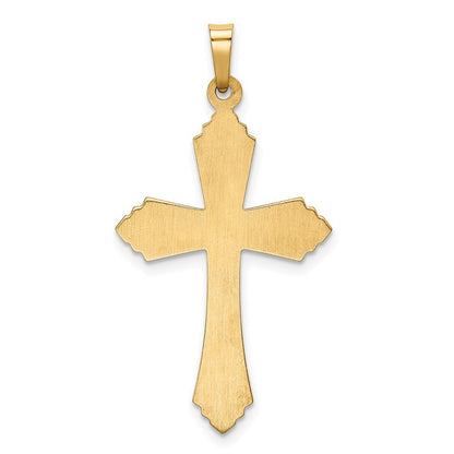 14k Yellow Gold Hollow Polished Fleur de Lis Cross