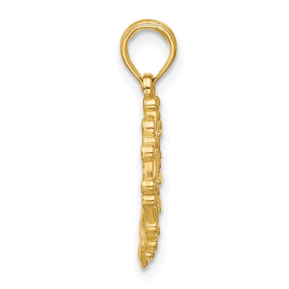 14k Yellow Gold Polished Eiffel Tower Separate Heart Pendant for Women