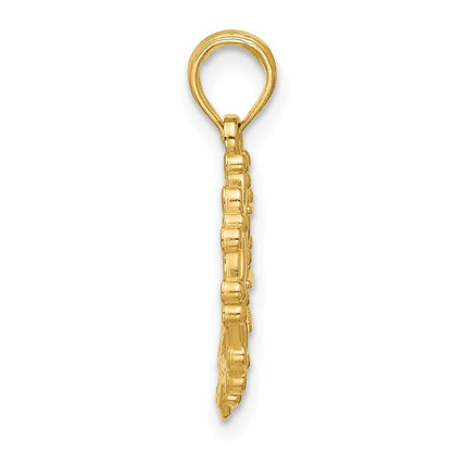 14k Yellow Gold Polished Eiffel Tower Separate Heart Pendant for Women
