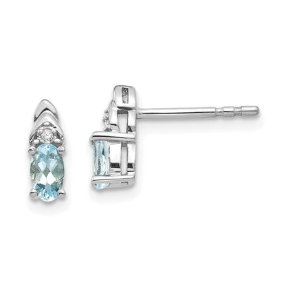 14k White Gold Aquamarine and Diamond Earrings