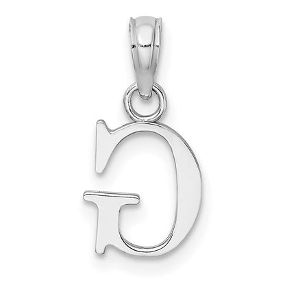 14k White Gold Polished Block Letter G Initial Pendant for Women