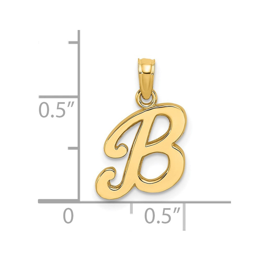 14k Yellow Gold Script Letter B Initial Pendant