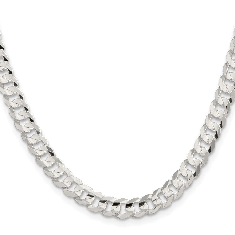 Sterling Silver 6.75mm Concave Beveled Curb Chain Necklace