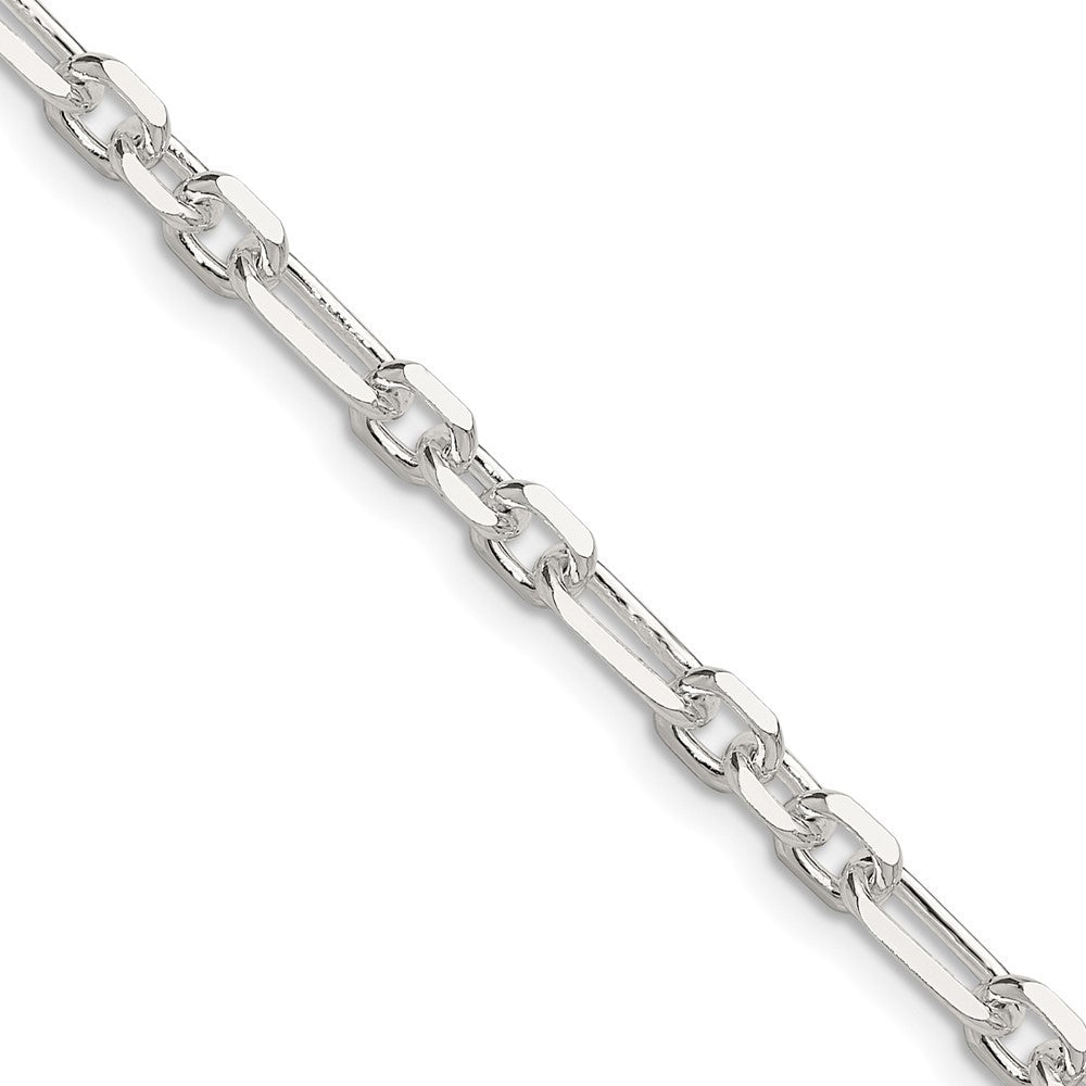 Sterling Silver Diamond-Cut 4.5mm 3 Short Plus 1 Long Cable Link Chain Necklace