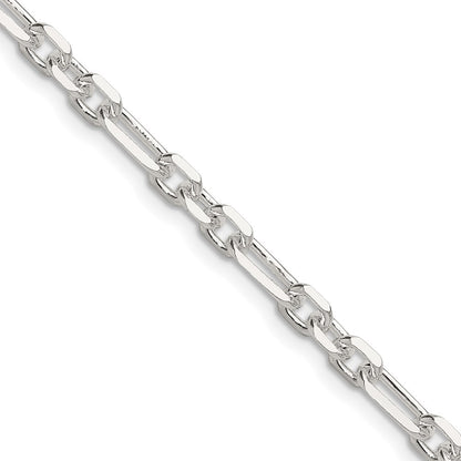 Sterling Silver Diamond-Cut 4.5mm 3 Short Plus 1 Long Cable Link Chain Necklace