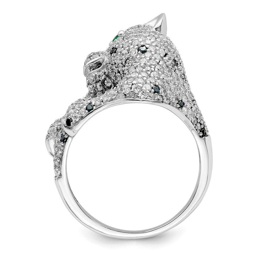 Sterling Silver Rhodium-plated Polished CZ Cheetah Ring Size 7