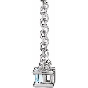 14k White Gold Natural Sky Blue Topaz Solitaire 18" Necklace