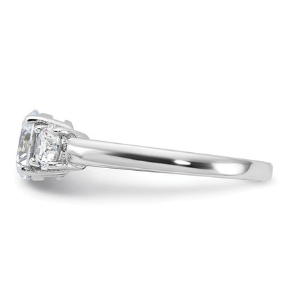 Sterling Silver Rhodium-plated 3 Stone Cubic Zirconia Ring Size 6