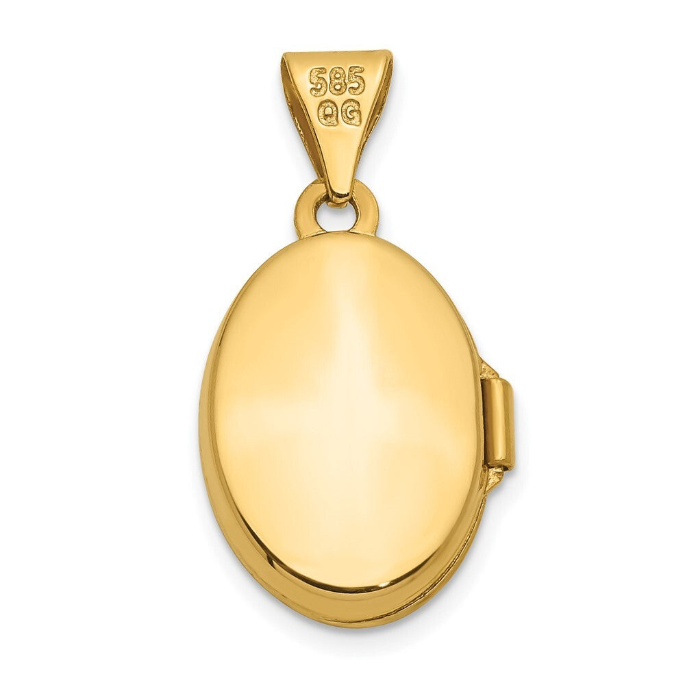 14k Yellow Gold Diamond Oval Locket Pendant for Women