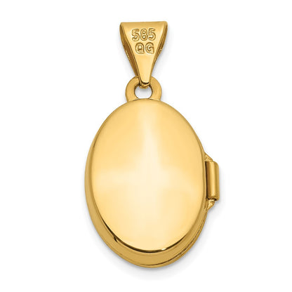 14k Yellow Gold Diamond Oval Locket Pendant for Women