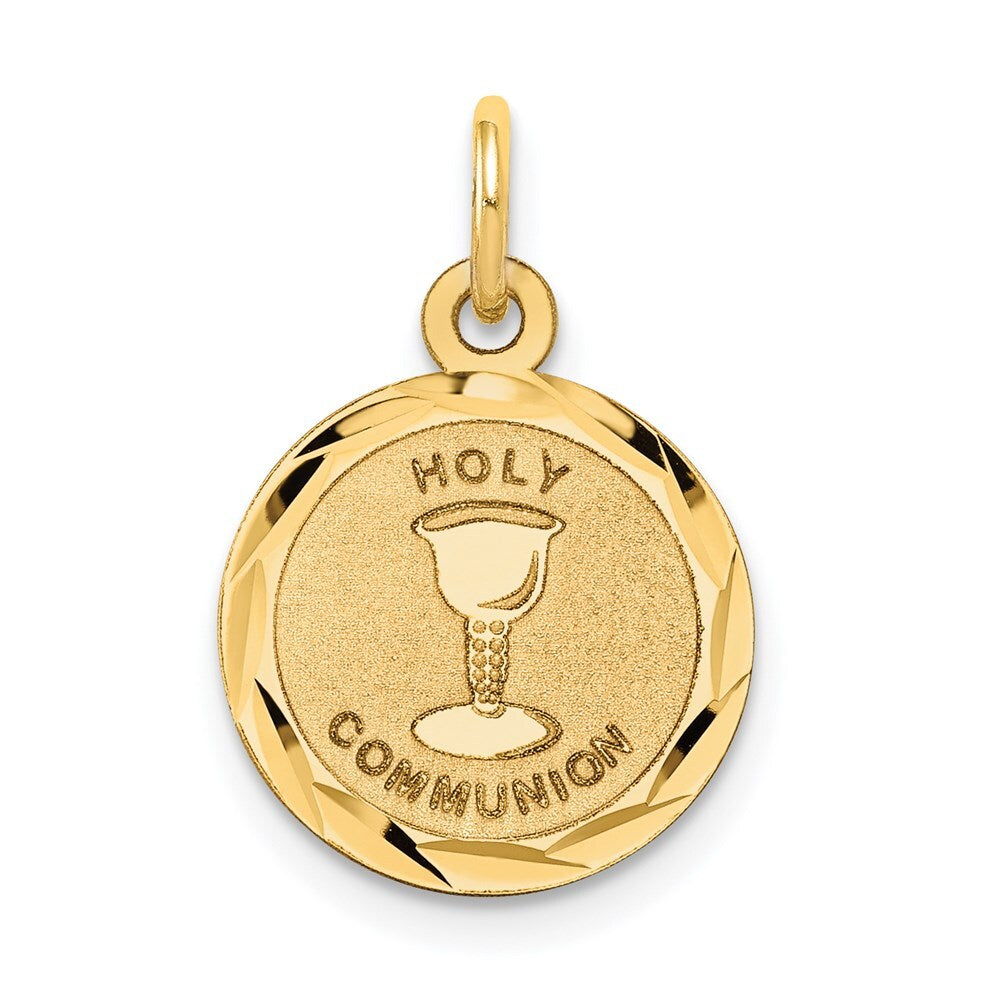 14k Yellow Gold Holy Communion Disc Charm Pendant for Women