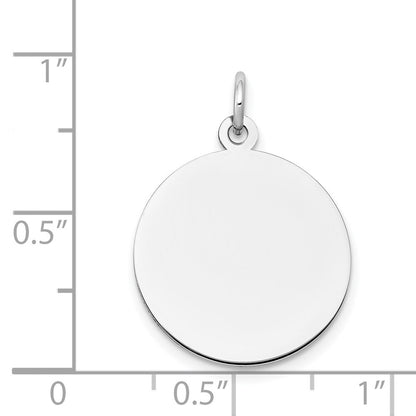 14k White Gold Plain .011 Gauge Round Engravable Disc Charm Pendant for Women