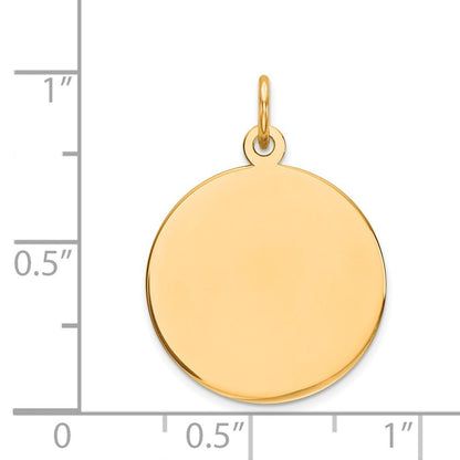 14k Yellow Gold Plain .011 Gauge Circular Engravable Disc Charm Pendant