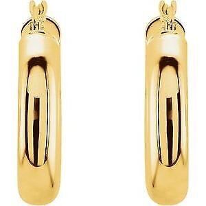 14k Yellow Gold Tube 20 mm Hoop Earrings Gift Gift for Women