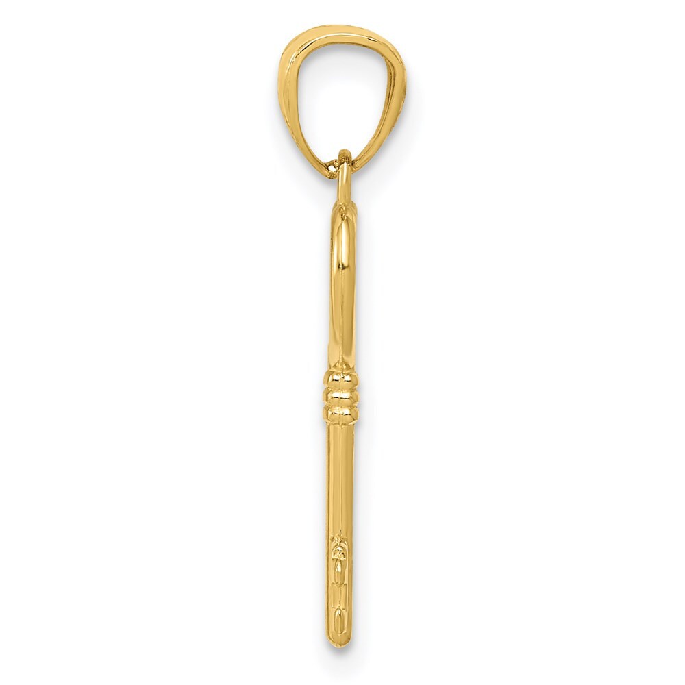 14k Yellow Gold Polished 3D Heart Key Charm Pendant for Women