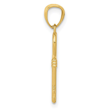 14k Yellow Gold Polished 3D Heart Key Charm Pendant for Women