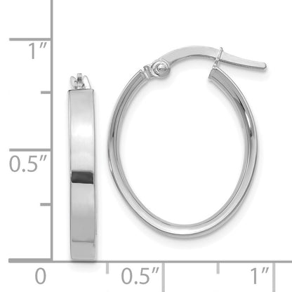 14K White Gold Oval Hoop Earrings Gift for Women