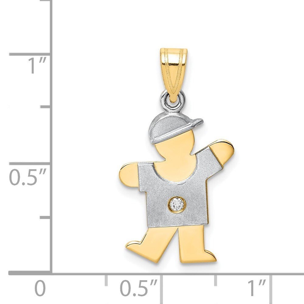 14k Two-tone Gold AA Diamond Kid Pendant for Women