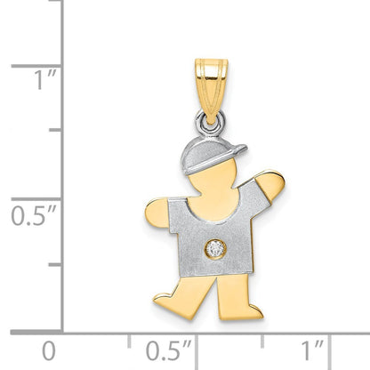 14k Two-tone Gold AA Diamond Kid Pendant for Women