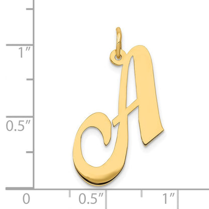14k Yellow Gold Large Fancy Script Letter A Initial Charm Pendant