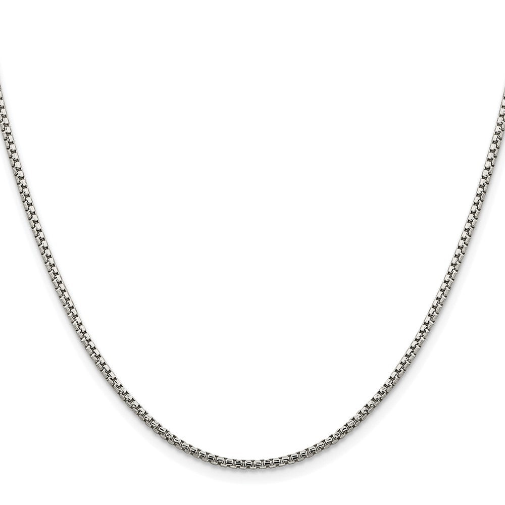 Sterling Silver Rhodium-plated 1.75mm Diamond-cut Round Box Chain Necklace