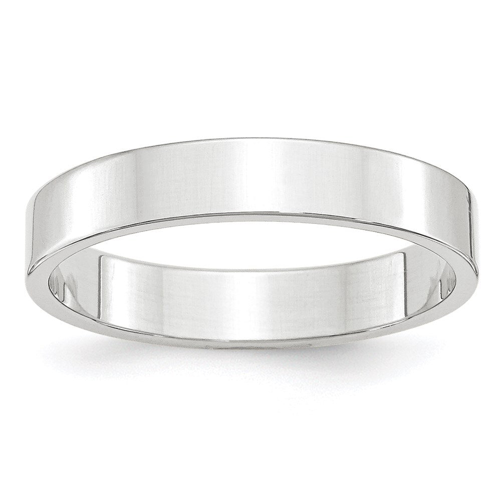 14k White Gold 4mm Lightweight Flat Wedding Band Size 6