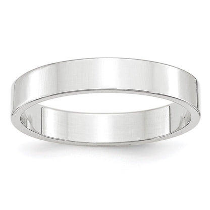 14k White Gold 4mm Lightweight Flat Wedding Band Size 6