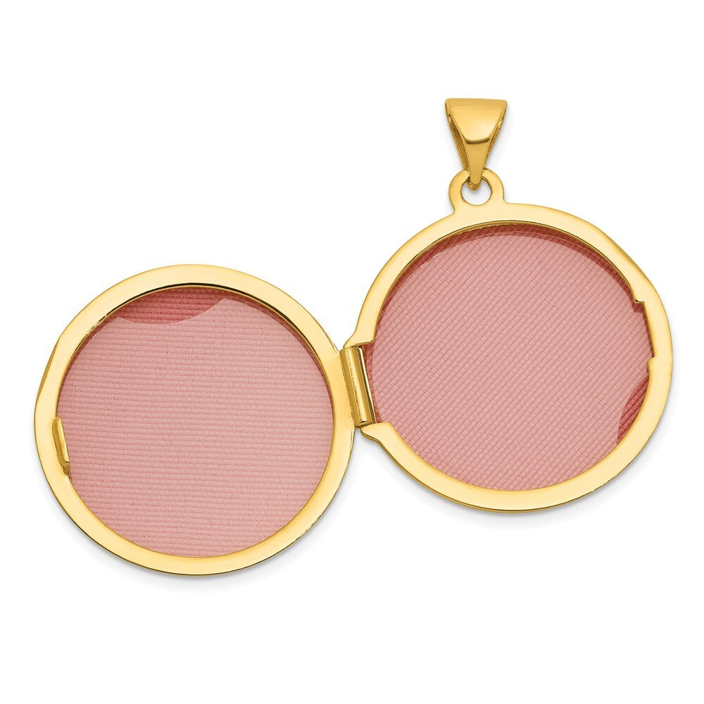 14k Yellow Gold & Rhodium Diamond Polished Cross 20mm Round Locket for Women