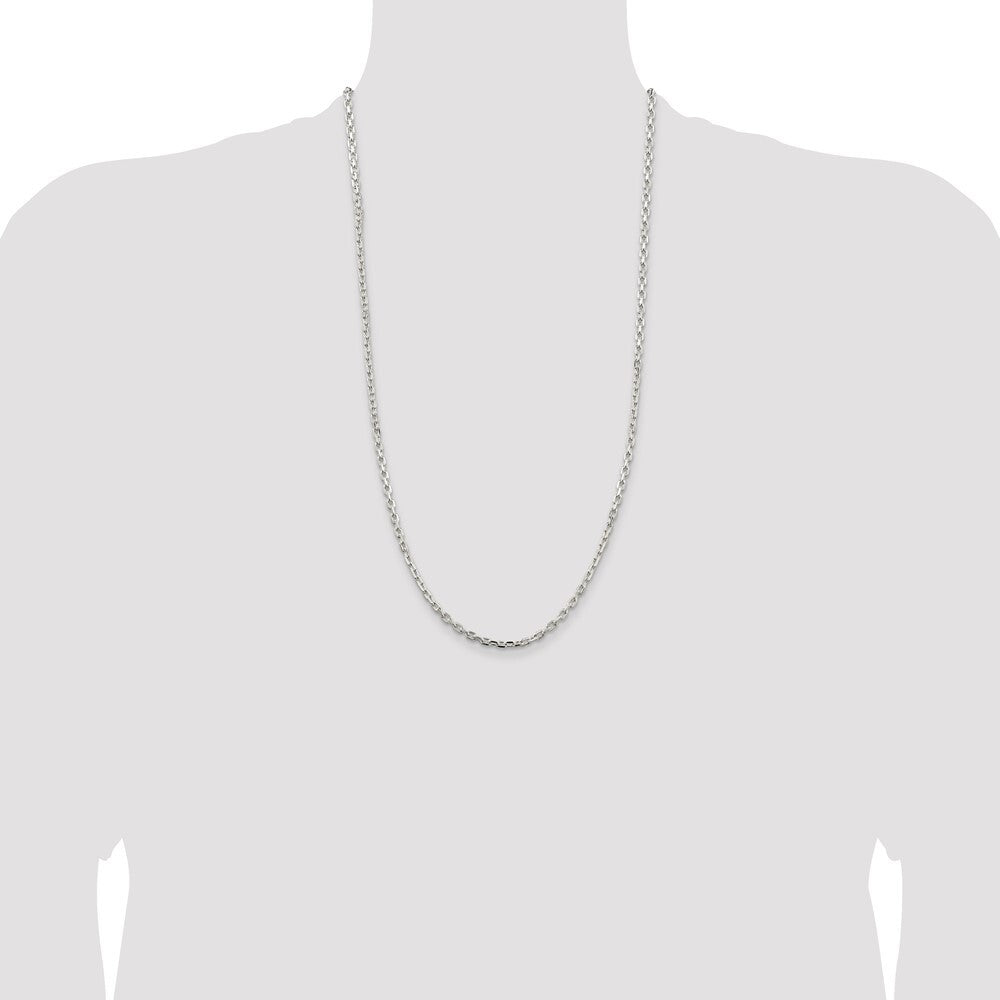 Sterling Silver 3.25mm Beveled Oval Cable Chain Holiday Gift for Women
