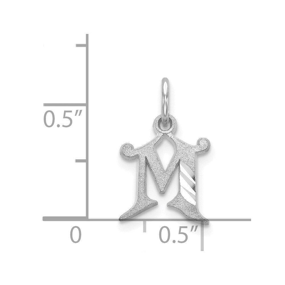 14k White Gold Diamond-cut Letter M Initial Charm Pendant for Women