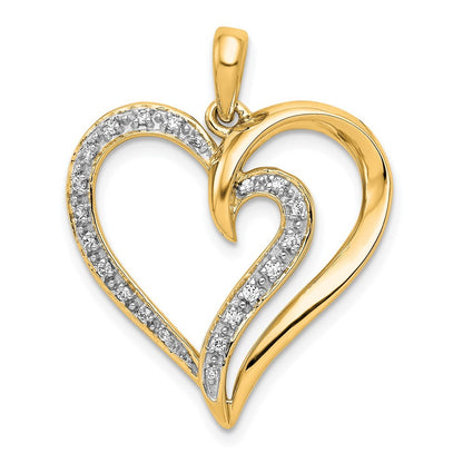 14k Yellow Gold 1/10ct. Diamond Heart Pendant