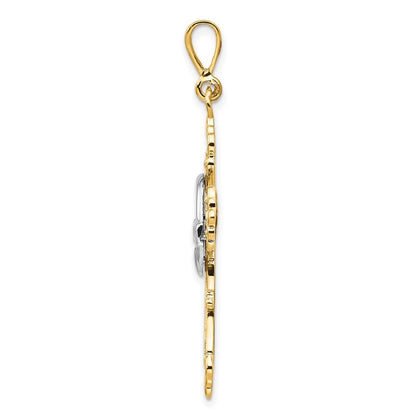 14k Two-Tone Gold Claddagh Cross Pendant