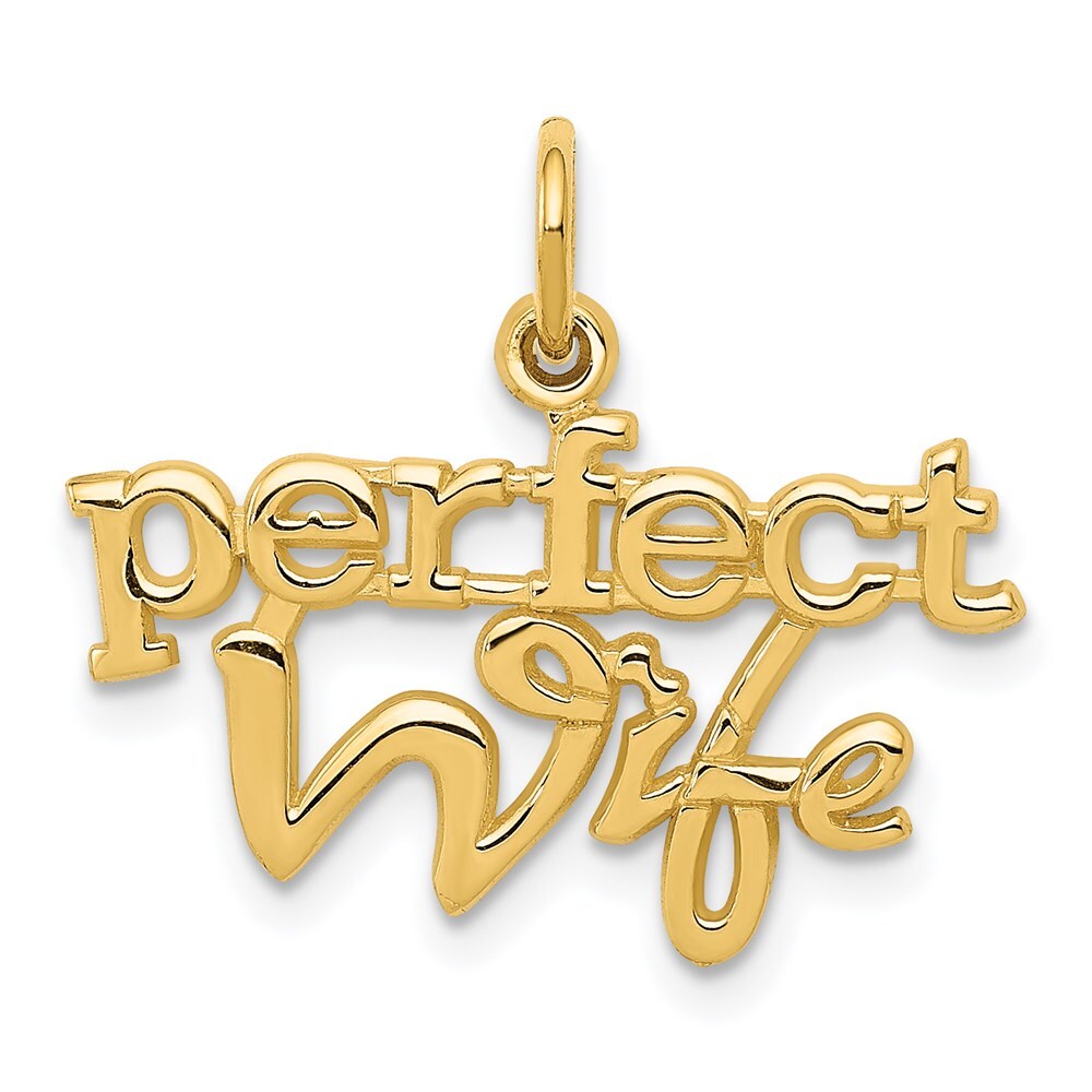 14k Yellow Gold PERFECT WIFE Charm Pendant for Women