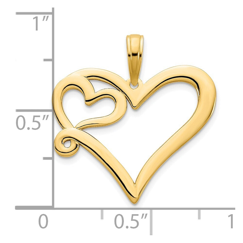 14k Yellow Gold Heart in a Heart Pendant for Women